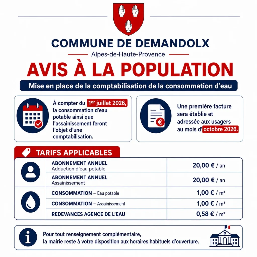 AVIS À LA POPULATION – EAU ET ASSAINISSEMENT